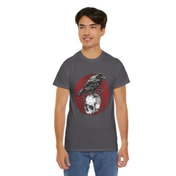 Mystic Messenger: Crow on Skull T-shirt | Unisex Heavy Cotton Tee - Image 75