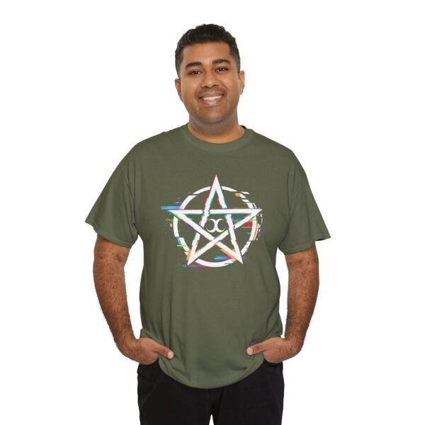 Glitch Pentacle: Unleash Digital Magic   | Unisex Heavy Cotton Tee - Image 44