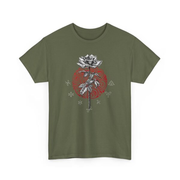 Mystic Bloom: Rose on Mandala T-shirt | Unisex Heavy Cotton Tee - Image 30