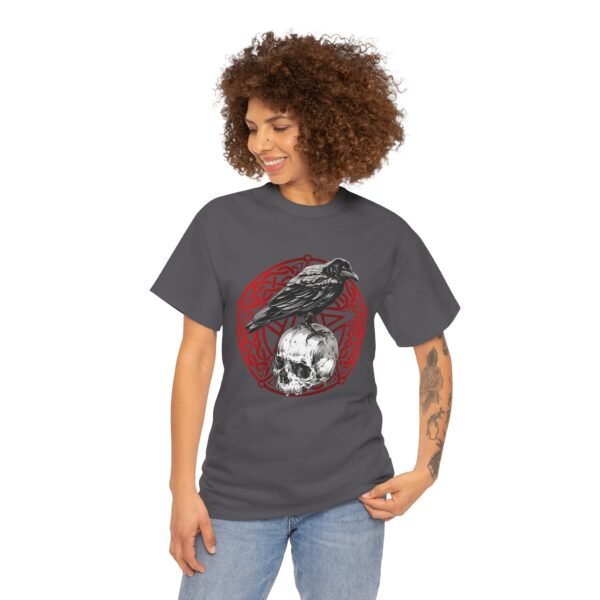 Mystic Messenger: Crow on Skull T-shirt | Unisex Heavy Cotton Tee - Image 65