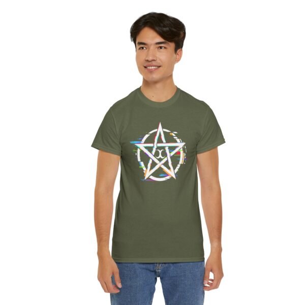 Glitch Pentacle: Unleash Digital Magic   | Unisex Heavy Cotton Tee - Image 48