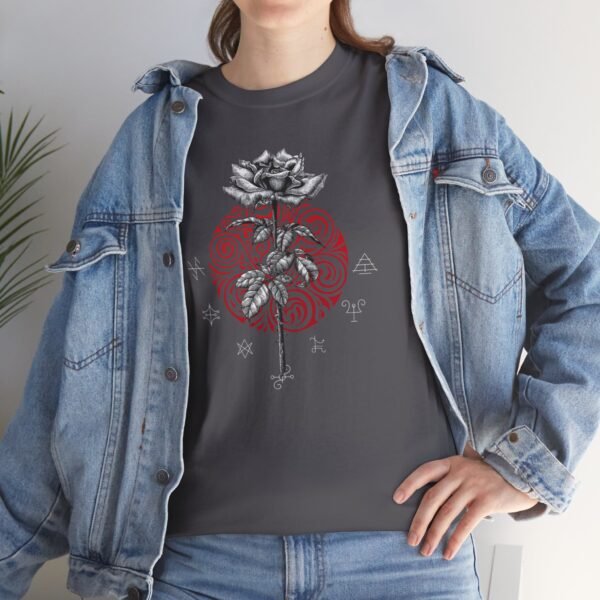 Mystic Bloom: Rose on Mandala T-shirt | Unisex Heavy Cotton Tee - Image 77