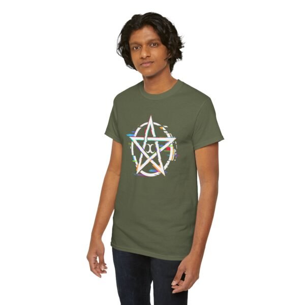 Glitch Pentacle: Unleash Digital Magic   | Unisex Heavy Cotton Tee - Image 46