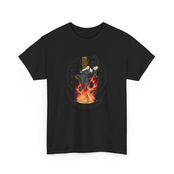 Unyielding Witch: Defiance in the Flames | Unisex Heavy Cotton Tee - Image 3