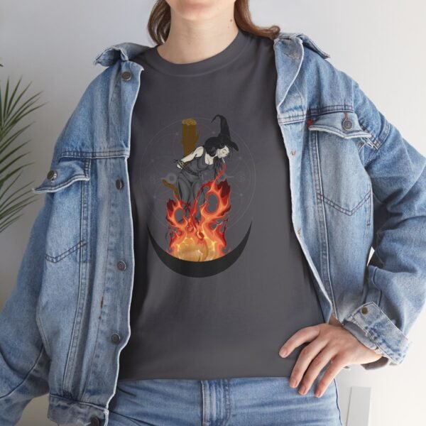 Unyielding Witch: Defiance in the Flames | Unisex Heavy Cotton Tee - Image 77