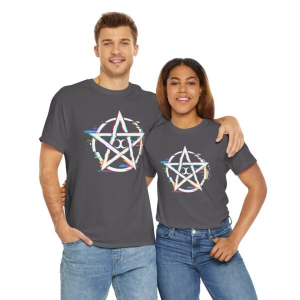 Glitch Pentacle: Unleash Digital Magic   | Unisex Heavy Cotton Tee - Image 78