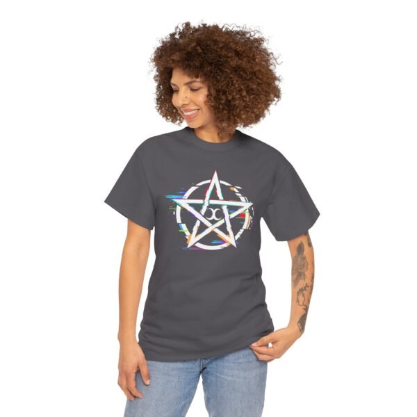 Glitch Pentacle: Unleash Digital Magic   | Unisex Heavy Cotton Tee - Image 65