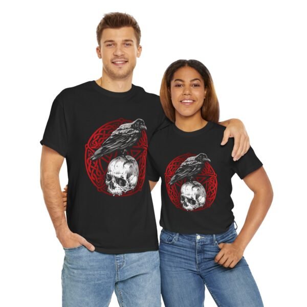 Mystic Messenger: Crow on Skull T-shirt | Unisex Heavy Cotton Tee - Image 24