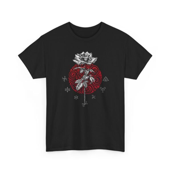 Mystic Bloom: Rose on Mandala T-shirt | Unisex Heavy Cotton Tee - Image 3