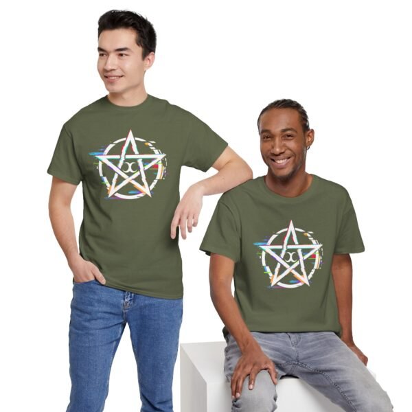 Glitch Pentacle: Unleash Digital Magic   | Unisex Heavy Cotton Tee - Image 53