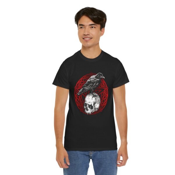 Mystic Messenger: Crow on Skull T-shirt | Unisex Heavy Cotton Tee - Image 21