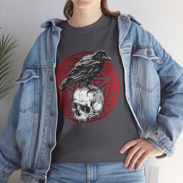 Mystic Messenger: Crow on Skull T-shirt | Unisex Heavy Cotton Tee - Image 77