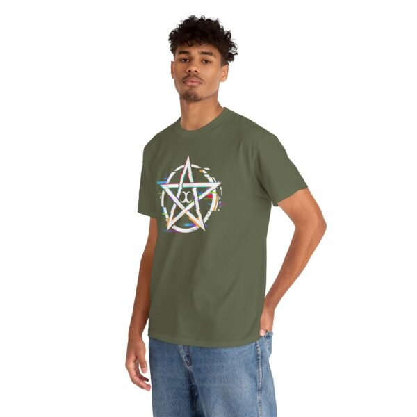 Glitch Pentacle: Unleash Digital Magic   | Unisex Heavy Cotton Tee - Image 41