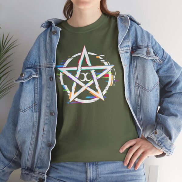 Glitch Pentacle: Unleash Digital Magic   | Unisex Heavy Cotton Tee - Image 50