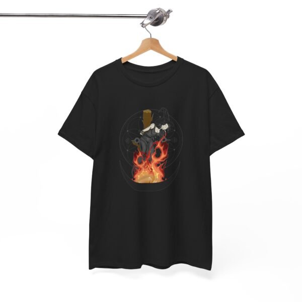 Unyielding Witch: Defiance in the Flames | Unisex Heavy Cotton Tee - Image 7