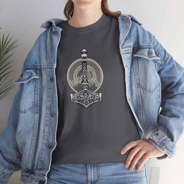 Unleash the Thunder: Thor's Hammer T-shirt | Unisex Heavy Cotton Tee - Image 77