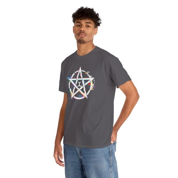 Glitch Pentacle: Unleash Digital Magic   | Unisex Heavy Cotton Tee - Image 68