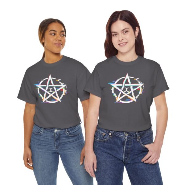 Glitch Pentacle: Unleash Digital Magic   | Unisex Heavy Cotton Tee - Image 79