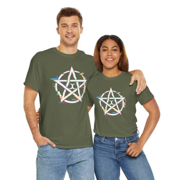 Glitch Pentacle: Unleash Digital Magic   | Unisex Heavy Cotton Tee - Image 51