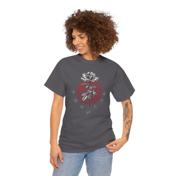 Mystic Bloom: Rose on Mandala T-shirt | Unisex Heavy Cotton Tee - Image 65