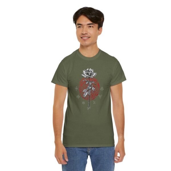 Mystic Bloom: Rose on Mandala T-shirt | Unisex Heavy Cotton Tee - Image 48