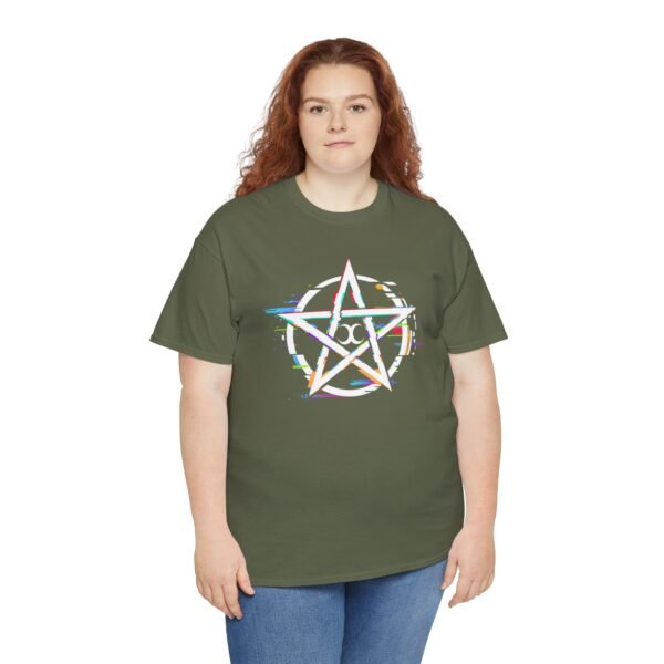 Glitch Pentacle: Unleash Digital Magic   | Unisex Heavy Cotton Tee - Image 42