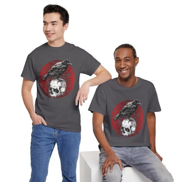 Mystic Messenger: Crow on Skull T-shirt | Unisex Heavy Cotton Tee - Image 80