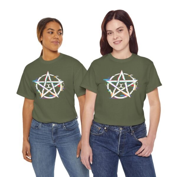 Glitch Pentacle: Unleash Digital Magic   | Unisex Heavy Cotton Tee - Image 52