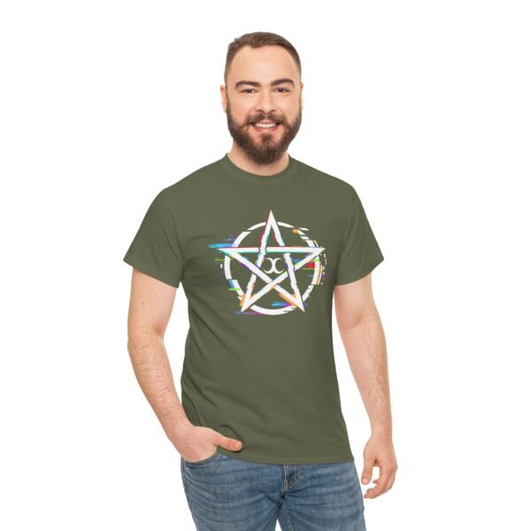 Glitch Pentacle: Unleash Digital Magic   | Unisex Heavy Cotton Tee - Image 40