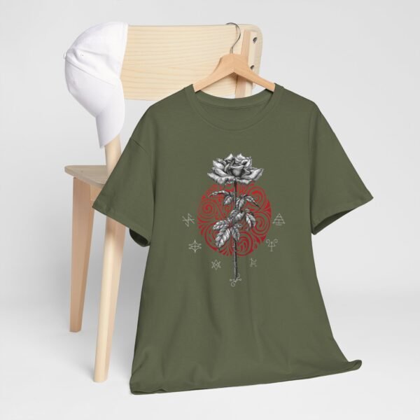 Mystic Bloom: Rose on Mandala T-shirt | Unisex Heavy Cotton Tee - Image 35