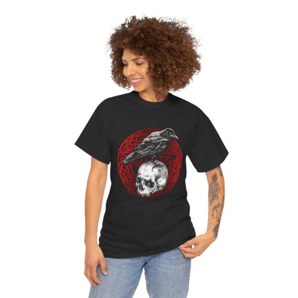 Mystic Messenger: Crow on Skull T-shirt | Unisex Heavy Cotton Tee - Image 11