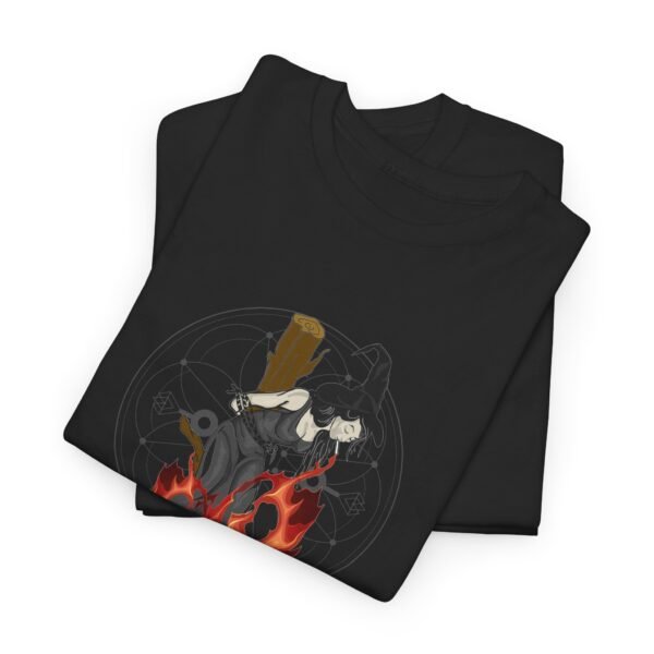 Unyielding Witch: Defiance in the Flames | Unisex Heavy Cotton Tee - Image 5