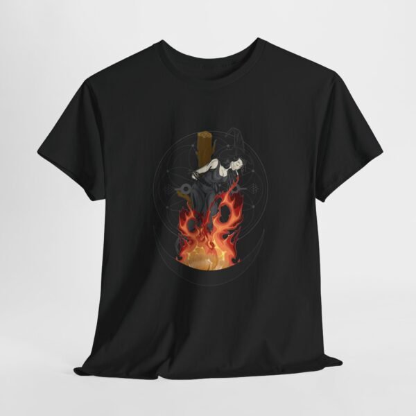 Unyielding Witch: Defiance in the Flames | Unisex Heavy Cotton Tee - Image 6