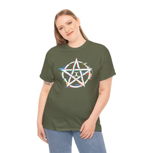 Glitch Pentacle: Unleash Digital Magic   | Unisex Heavy Cotton Tee - Image 39