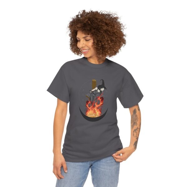 Unyielding Witch: Defiance in the Flames | Unisex Heavy Cotton Tee - Image 65