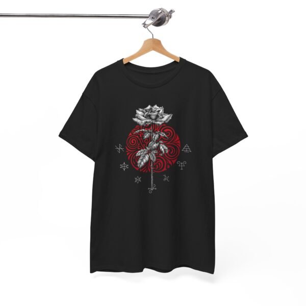 Mystic Bloom: Rose on Mandala T-shirt | Unisex Heavy Cotton Tee - Image 7